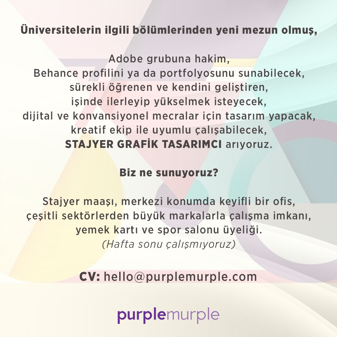 Purplemurple Stajyer Grafik Tasarımcı arıyor!