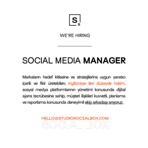 Studio Social Box, Sosyal Medya Yöneticisi arıyor!