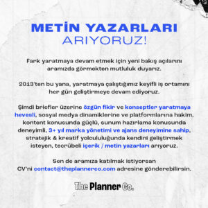 The Planner Co. Metin Yazarları arıyor!
