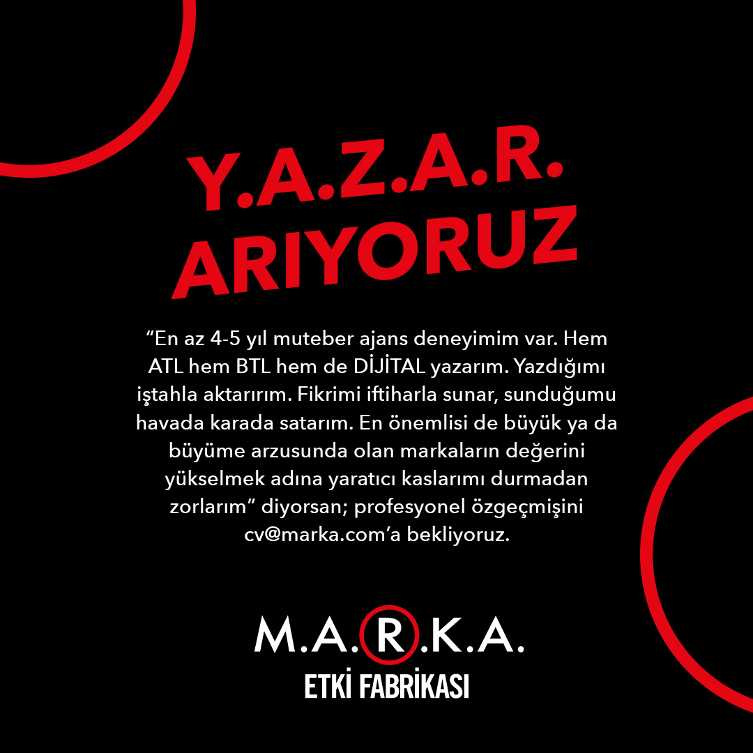 M.A.R.K.A Etki Fabrikası, Yazar arıyor!