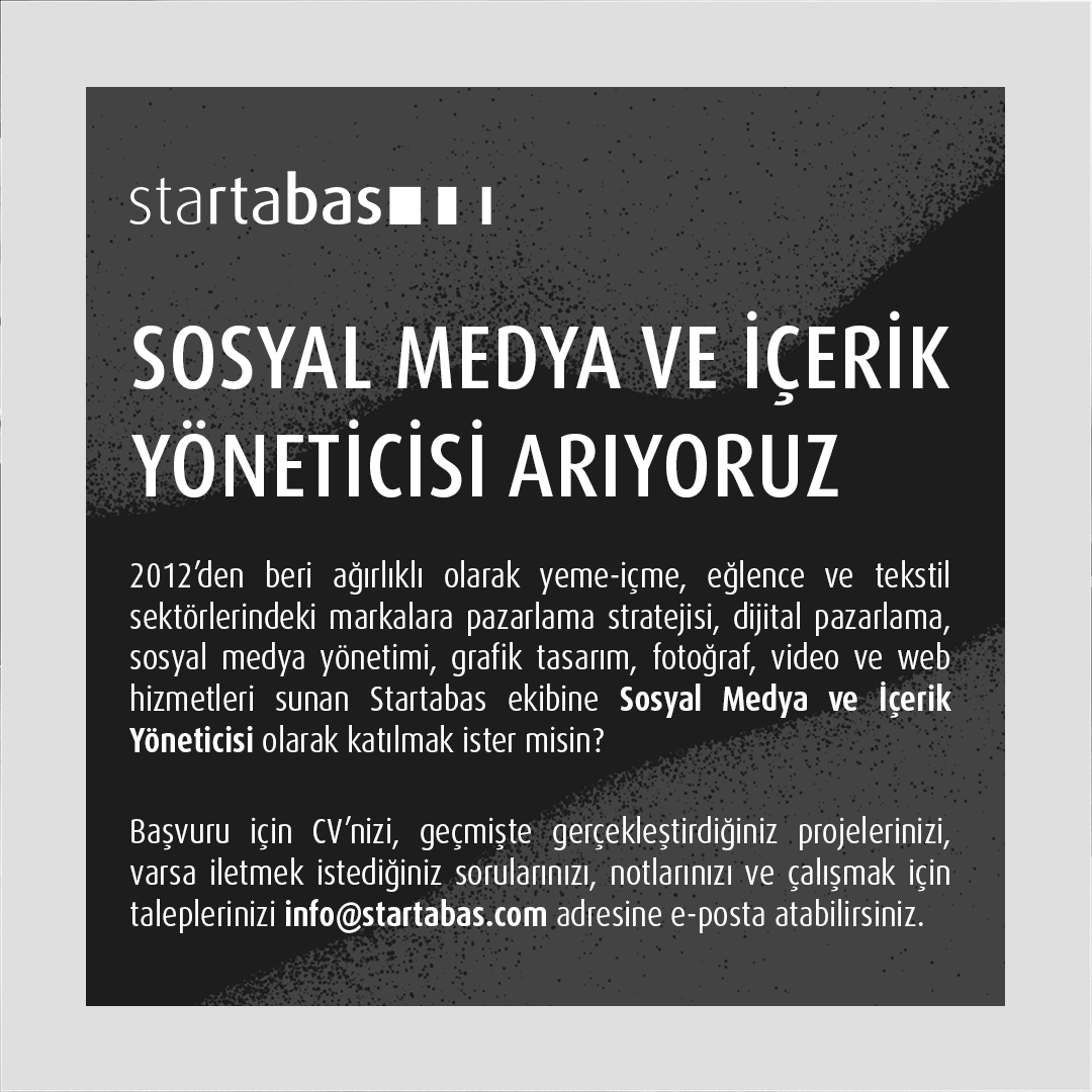 Startabas Sosyal Medya Yöneticisi arıyor! 🖤