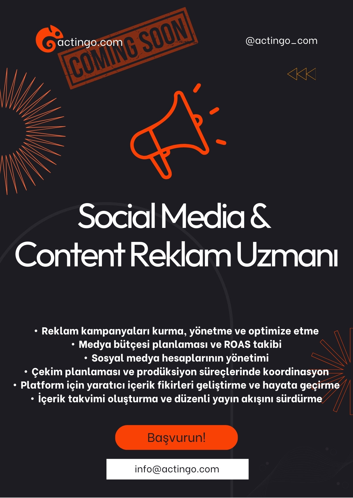 Actingo’ya Katıl — Social Media & Content Reklam Uzmanı